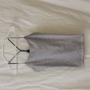 Lululemon Power Y Tank Wee Stripe White Grey/Black Size 8